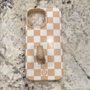 Perfect condition Loopy Case Beige and White Checkered Phone Case